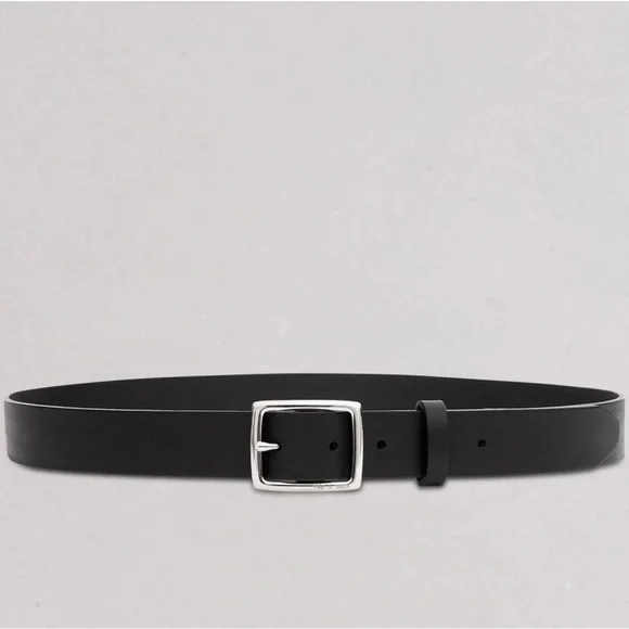 NWT rag & bone Black Leather Belt with Silver Buckle Rag & Bone Black Leather Exchange Waist Belt Silver-tone  main image 4